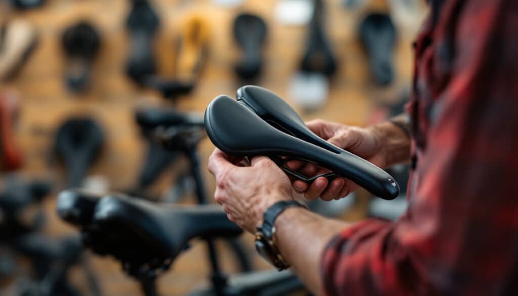 asiento de bicicleta siendo revisado por un especialista